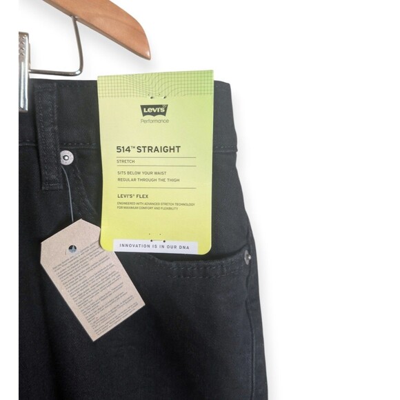 Levi’s 514 Men’s Straight Fit Jeans Black Stretch W42 L32 NWT - Picture 4 of 4